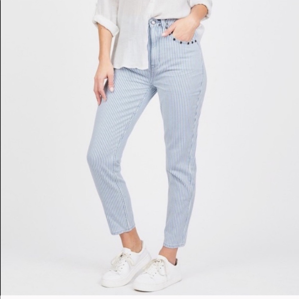 Juicy Couture Ticking Striped Girlfriend Jeans